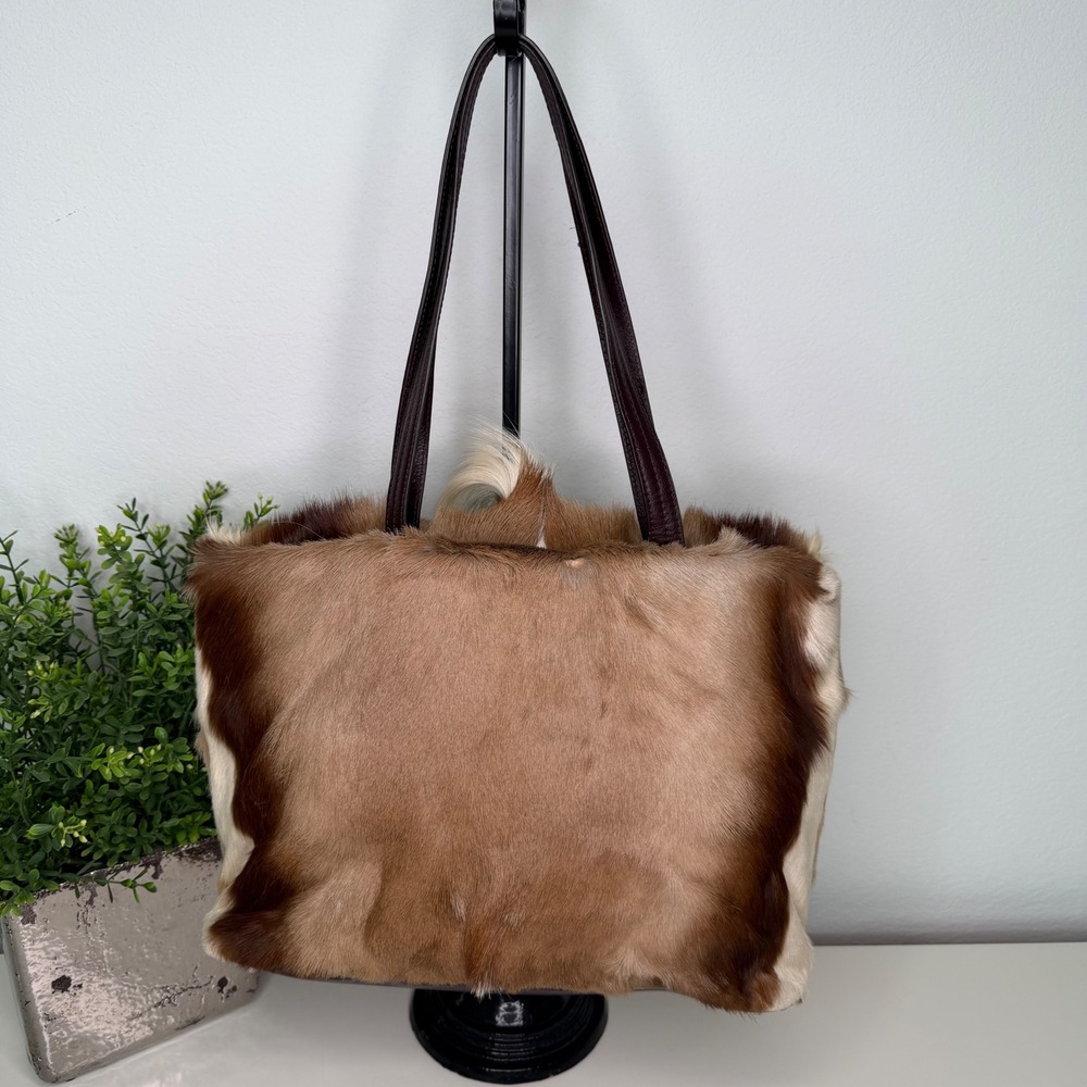 Diane Gail Tote Bag African Springbok Antelope Leather Trim Western Chic Large - Picture 2 of 12